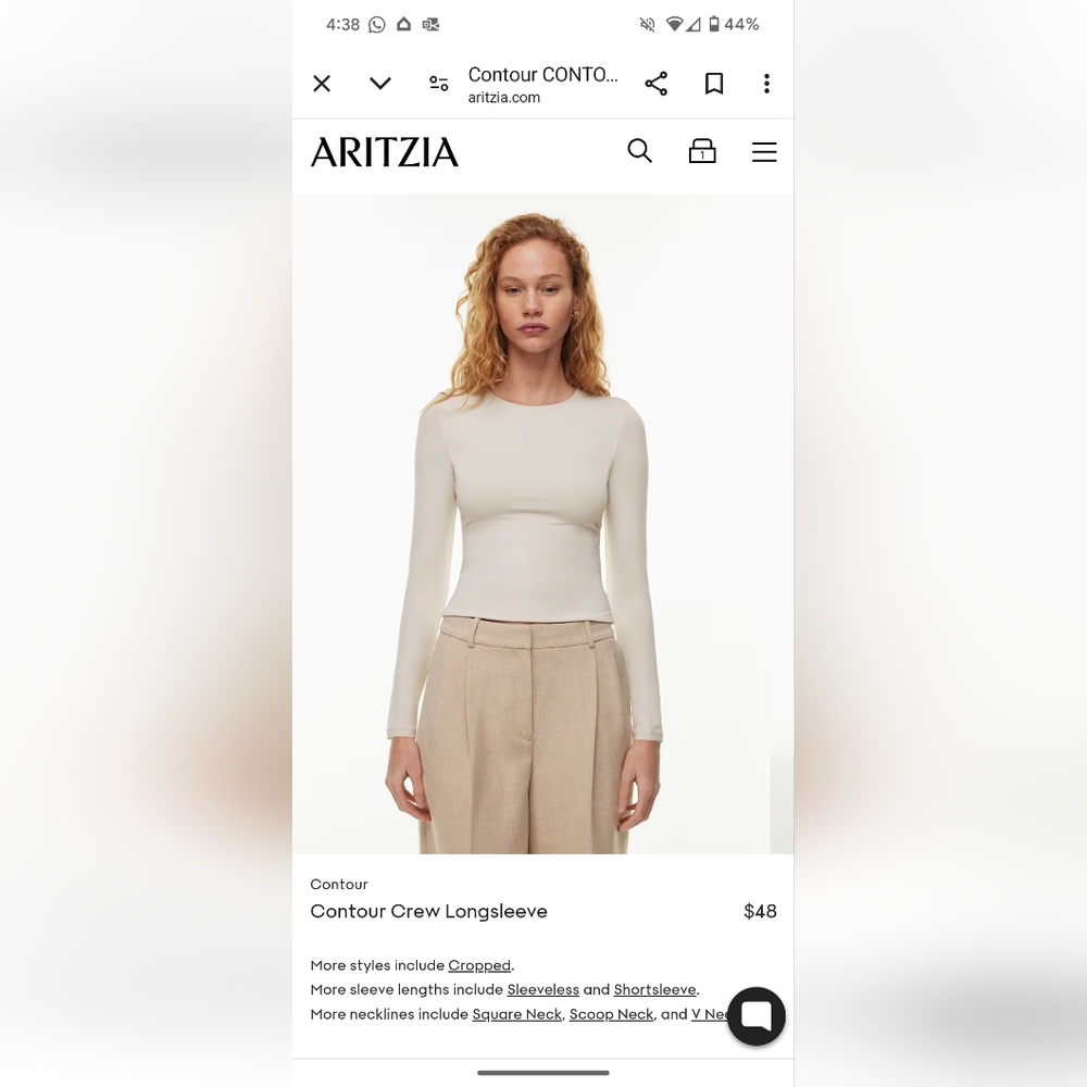 Aritzia contour crew long sleeve hip length